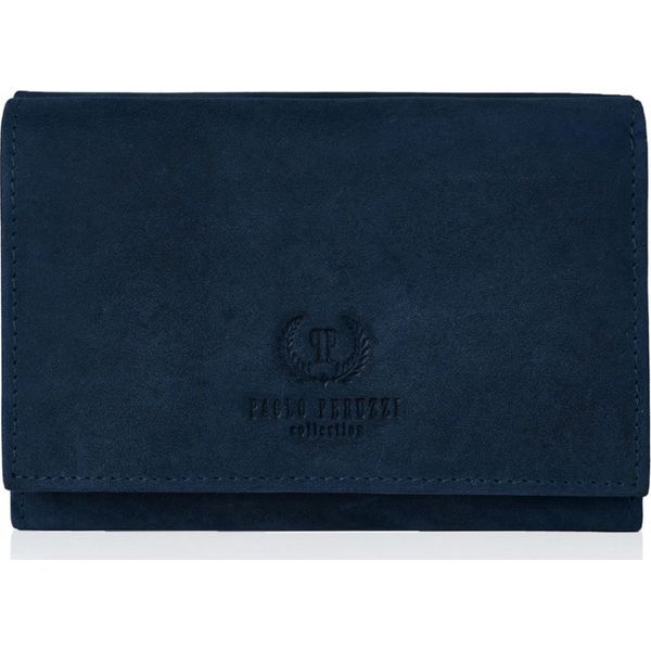 Portfel skórzany vintage PAOLO PERUZZI granatowy T-33-DB. Niebieskie portfele damskie Paolo Peruzzi, bez wzorów, ze skóry. Za 69.00 zł.