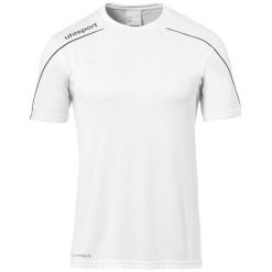 Koszulka Uhlsport Stream 22. Białe koszulki sportowe męskie Uhlsport, m, bez wzorów, bez kołnierzyka, bez ramiączek, na fitness i siłownię. W wyprzedaży za 66.65 zł.