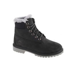 Trapery chłopięce, Timberland Premium 6 IN WP Shearling Boot Jr. Czarne buty sportowe chłopięce Timberland, bez wzorów, z gumy, bez zapięcia, trekkingowe. Za 699.99 zł.