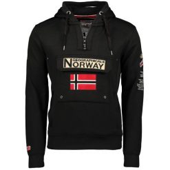 Bluza z kapturem z kieszenią kangurką Geographical Norway Gymclass. Czarne bluzy męskie Geographical Norway, m, bez wzorów, z materiału, z kapturem. Za 229.00 zł.