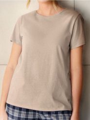 Koszulka basic - beżowy. Brązowe t-shirty damskie Sinsay, l, bez wzorów, bez kołnierzyka. W wyprzedaży za 6.99 zł.