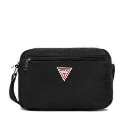 Torebka Guess Jeans. Czarne listonoszki damskie Guess Jeans, z aplikacjami, z jeansu, bez dodatków. Za 179.99 zł.