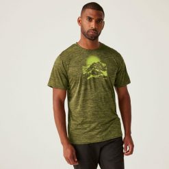 Koszulka turystyczna męska Fingal IX. Zielone koszulki sportowe męskie Regatta, m, bez wzorów, z tkaniny, bez kołnierzyka, bez ramiączek, do biegania. W wyprzedaży za 79.45 zł.