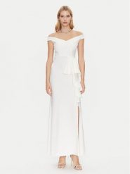 Rinascimento Sukienka wieczorowa CFC0122859003 Biały Regular Fit. Białe sukienki damskie Rinascimento, s, bez wzorów, z syntetyku, wizytowe, bez kołnierzyka, bez ramiączek. Za 389.99 zł.