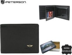 Peterson Portfel męski skórzany PTN 22304-VT BLACK. Czarne portfele męskie Peterson, bez wzorów. Za 143.26 zł.