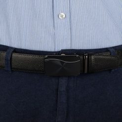 Pasek męski skórzany 3,5 cm klamra automatyczna Beltimore czarny 61-562 : Kolory - czarny, Rozmiar pasków - r.105-120 cm. Czarne paski damskie bez wzorów, ze skóry, wizytowe. Za 64.99 zł.