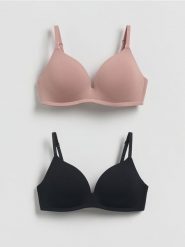 Modulowany biustonosz 2 pack - brązowy. Brązowe biustonosze Reserved, bez wzorów, z dzianiny. Za 79.99 zł.