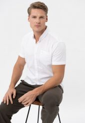 Koszula z lnem, Regular Fit, C-NIL. Białe koszule męskie Volcano, na lato, m, bez wzorów, z materiału, klasyczne, bez kołnierzyka, bez ramiączek. Za 149.99 zł.