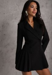 Czarna Rozkloszowana Sukienka Marynarka VICES z Usztywnianymi Ramionami Ilarita. Czarne żakiety damskie Renee, l, bez wzorów, z materiału, eleganckie. Za 239.99 zł.
