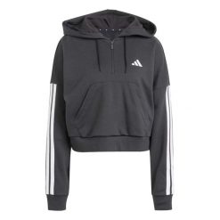Bluza Adidas Sport W 3S Ft Qz Hd Damskie. Czarne bluzy damskie Adidas, l, bez wzorów, z bawełny, z kapturem. Za 199.00 zł.
