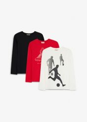 T-shirt z czystej bawełny organicznej, z długim rękawem (3 szt.). Czerwone koszule dla chłopców bonprix, bez wzorów, z bawełny, bez kołnierzyka, bez ramiączek. Za 109.99 zł.