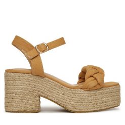 Espadryle DeeZee. Brązowe sandały damskie DeeZee, bez wzorów, bez obcasa, bez zapięcia. Za 179.99 zł.
