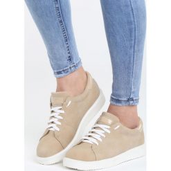 Beżowe Buty Sportowe Leaving Warsaw. Brązowe obuwie sportowe damskie Born2be, z materiału. Za 79.99 zł.