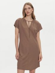 ONLY Sukienka codzienna Jany 15351683 Brązowy Relaxed Fit. Brązowe sukienki damskie Only, na co dzień, l, bez wzorów, z syntetyku, bez kołnierzyka, bez ramiączek, proste. Za 89.99 zł.