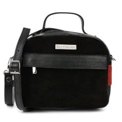Kuferek czarny zamszowy Beltimore S80. Czarne torebki do ręki damskie bez wzorów, ze skóry, zamszowe, bez dodatków. Za 289.99 zł.