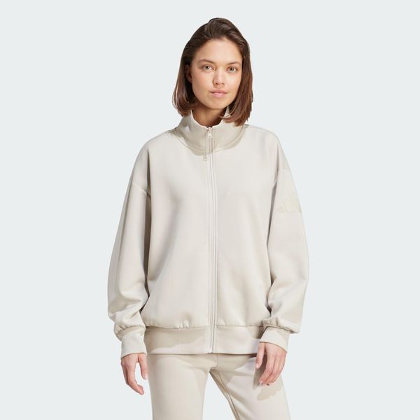 Bluza Soft Lux Loose Full-Zip. Brązowe bluzy damskie Adidas, l, bez wzorów, bez kaptura. W wyprzedaży za 209.40 zł.