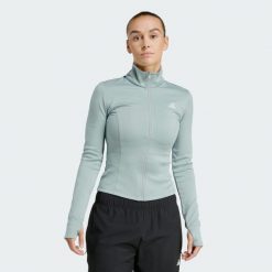 Kurtka Optime Essentials Full-Zip. Zielone kurtki damskie Adidas, bez wzorów, bez kaptura. Za 219.00 zł.