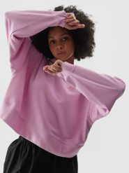 4F Bluza dresowa nierozpinana z kapturem damska - różowa XL. Czerwone bluzy damskie 4f, l, bez wzorów, z bawełny, z kapturem. W wyprzedaży za 59.99 zł.