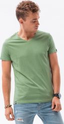 Ombre T-shirt męski bawełniany basic S1369 - zielony S. Zielone t-shirty męskie Ombre, m, bez wzorów, z bawełny, bez kołnierzyka. Za 24.99 zł.