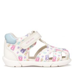 Sandały Geox. Białe sandały dziewczęce Geox, bez zapięcia. Za 179.99 zł.