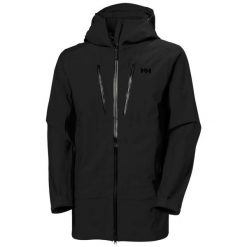 Kurtka przeciwdeszczowa z kapturem Helly Hansen Alpha 3L. Czarne kurtki snowboardowe męskie Helly Hansen, l, bez wzorów, z elastanu, z kapturem, narciarskie. Za 2,222.50 zł.