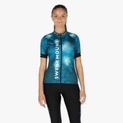 Koszulka Z Krótkim Rękawem Kolarstwo Kobieta Oddychający Szybkoschnący. Zielone t-shirty damskie SWEDEMOUNT, xl, bez wzorów, z elastanu, bez kołnierzyka. Za 204.99 zł.