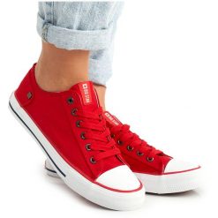 Trampki Damskie Niskie Big Star Czerwone DD274339. Czerwone trampki i tenisówki damskie bez wzorów, biznesowe, bez zapięcia. Za 182.49 zł.