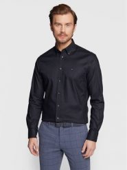 Tommy Hilfiger Koszula Flex MW0MW29969 Granatowy Regular Fit. Niebieskie koszule męskie Tommy Hilfiger, m, bez wzorów, z bawełny, bez kołnierzyka, bez ramiączek. Za 269.99 zł.
