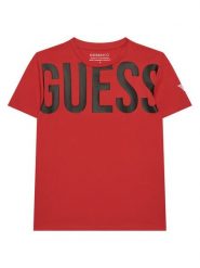 Guess T-Shirt L6GI26 J1314 Czerwony Regular Fit. Czerwone t-shirty dla chłopców Guess, z aplikacjami, z bawełny, bez ramiączek. Za 94.99 zł.