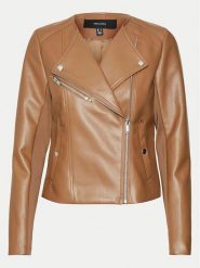 Vero Moda Kurtka z imitacji skóry Riley 10302441 Brązowy Slim Fit. Brązowe kurtki damskie Vero Moda, m, bez wzorów, ze skóry, bez kaptura. Za 149.99 zł.