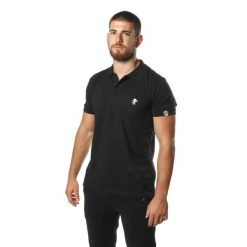 Koszulka polo na co dzień na siłownię. Czarne koszulki polo męskie LEONE 1947 APPAREL, m, bez wzorów, z bawełny, bez kołnierzyka, bez ramiączek, na fitness i siłownię. W wyprzedaży za 85.88 zł.