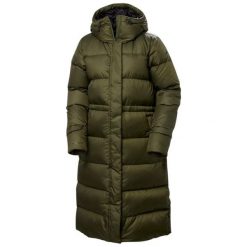 Długi damski płaszcz puchowy Helly Hansen W Essence. Zielone płaszcze damskie Helly Hansen, na zimę, bez wzorów, z puchu, długie, bez kaptura. Za 1,763.00 zł.