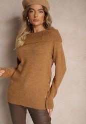 Brązowy Sweter z Dekoltem Opuszczonym na Ramiona Parila. Brązowe swetry damskie Renee, s, bez wzorów, casualowe, bez kołnierzyka, bez ramiączek, długie, bez kaptura. Za 99.99 zł.
