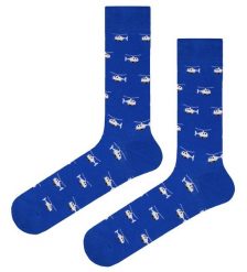 Tematyczne Skarpetki Bawełniane - Niebieskie w Helikoptery. Niebieskie skarpety męskie His Story, bez wzorów, z bawełny. Za 29.99 zł.