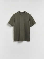 T-shirt regular z bawełny - jasny zielony. Zielone t-shirty męskie Reserved, l, bez wzorów, z bawełny, bez kołnierzyka. Za 99.99 zł.