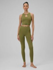 Damskie bezszwowe legginsy z wysokim stanem. Zielone legginsy damskie 4f, l, bez wzorów, z elastanu, z podwyższonym stanem, długie, na fitness i siłownię. Za 159.99 zł.