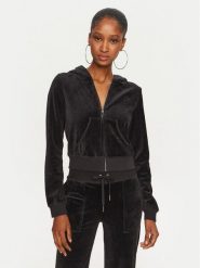 Juicy Couture Bluza Robyn JCSEBJ007 Czarny Slim Fit. Czarne bluzy damskie Juicy Couture, s, bez wzorów, z syntetyku, bez kaptura. Za 359.99 zł.