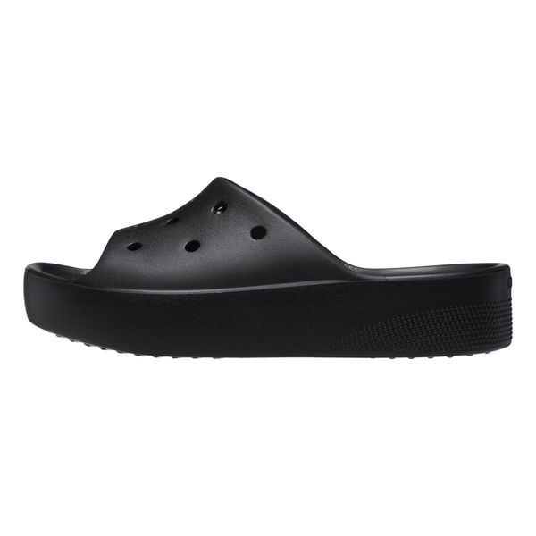 Crocs Classic Platform Slide W Kapcie Damskie. Czarne kapcie damskie Crocs, bez wzorów, z gumy. Za 276.00 zł.