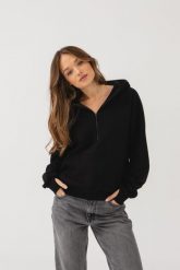 BLUZA VIVIEN CZARNA S - Flawless. Czarne bluzy damskie Flawless, na zimę, s, bez wzorów, z bawełny, bez kaptura. Za 330.00 zł.