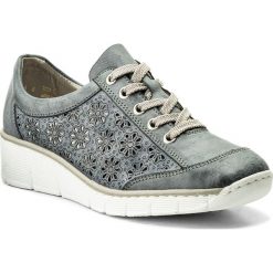 Półbuty RIEKER - 53707-12 Blau. Niebieskie półbuty damskie Rieker, ze skóry ekologicznej. W wyprzedaży za 179.00 zł.