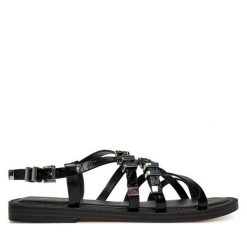Sandały MICHAEL Michael Kors. Czarne sandały damskie MICHAEL Michael Kors, bez wzorów, bez obcasa, na płaskiej podeszwie, bez zapięcia. Za 399.99 zł.