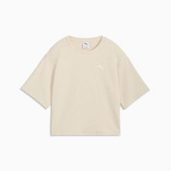 Koszulka damska Puma ESS ELEVATED RELAXED beżowa 69181387 r M. Brązowe t-shirty damskie Puma, l, bez wzorów, z bawełny, eleganckie, bez kołnierzyka. Za 94.85 zł.