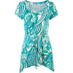 Shirt z dłuższymi bokami, krótki rękaw bonprix jasny miętowy wzorzysty. Bluzki damskie bonprix. Za 59.99 zł.