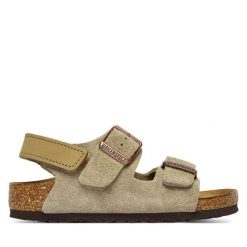 Sandały Birkenstock. Brązowe sandały chłopięce Birkenstock, bez zapięcia. Za 319.99 zł.