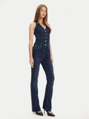 Guess Kombinezon W5YD57 D0782 Granatowy Regular Fit. Niebieskie sukienki damskie Guess, z aplikacjami, z syntetyku, bez kołnierzyka, bez ramiączek. Za 659.99 zł.