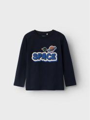 NAME IT Bluzka 13220017 Granatowy Regular Fit. Niebieskie t-shirty dla chłopców Name it, bez wzorów, z bawełny, bez ramiączek. Za 69.99 zł.