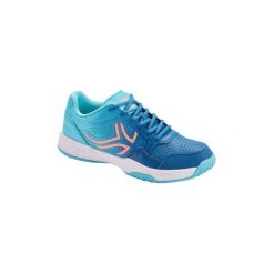 Buty tenis TS190 damskie. Czarne obuwie sportowe damskie ARTENGO, bez wzorów, z kauczuku, tenisowe, Adidas Advantage. Za 119.99 zł.