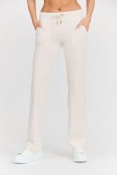 JUICY COUTURE Damskie beżowe dresowe spodnie Del Ray Gold HW. Brązowe spodnie dresowe damskie Juicy Couture, s, bez wzorów, z bawełny. W wyprzedaży za 331.99 zł.