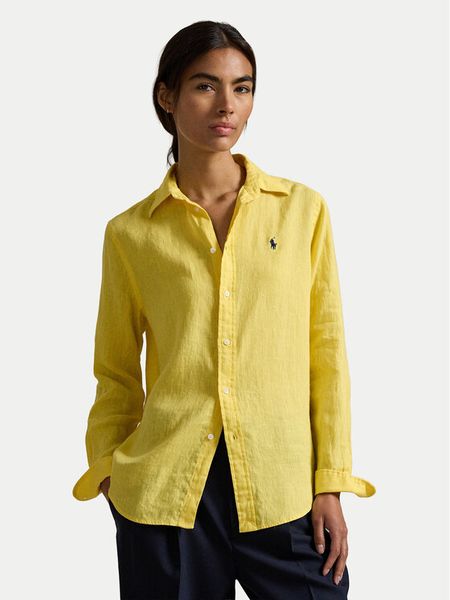 Polo Ralph Lauren Koszula 211970730502 Żółty Regular Fit. Żółte bluzki damskie Polo Ralph Lauren, xs, bez wzorów, ze lnu, bez kołnierzyka, bez ramiączek. Za 819.99 zł.