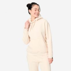 Bluza z kapturem damska Domyos Gym & Pilates. Brązowe bluzy sportowe damskie DOMYOS, s, bez wzorów, z bawełny, z kapturem, na fitness i siłownię. Za 129.99 zł.
